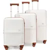 Elle Expedition 3 Piece Expandable Polycarbonate Spinner Luggage Set In White