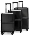 Elle Expedition 3-piece Expandable Retro Spinner Luggage Set In Black