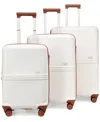 Elle Expedition 3-piece Expandable Retro Spinner Luggage Set In White