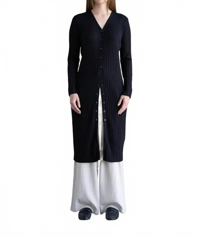 Elle Grey Buttoned Longline Sweater Dress In Black