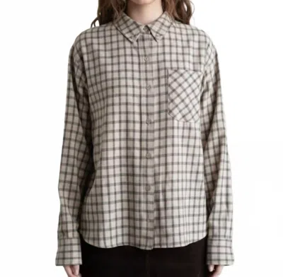 Elle Grey Carly Windowpane Check Button Down In Grey In Multi