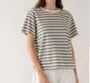 Elle Grey Classic Bold Crew Tee In Grey Stripe In Multi