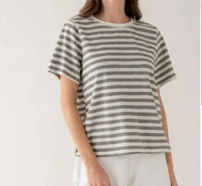 Elle Grey Classic Bold Crew Tee In Grey Stripe In Multi