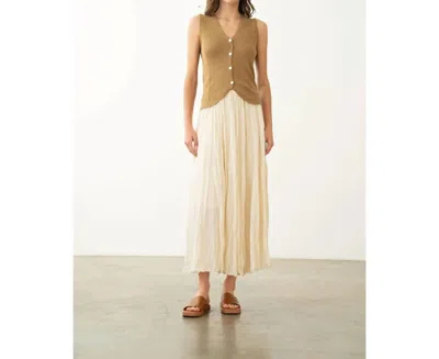 Elle Grey Crinkle Maxi Skirt In Ivory In Multi