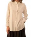 Elle Grey Donna Button Down Top In Beige In Neutral