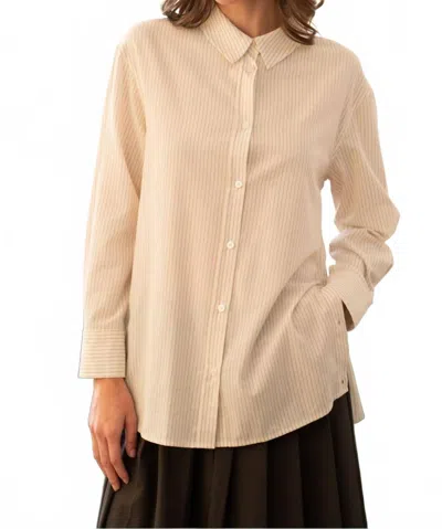 Elle Grey Donna Button Down Top In Beige In Neutral
