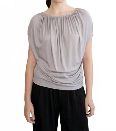 Elle Grey Draped Gathered Neckline Blouse In Lilac In Blue
