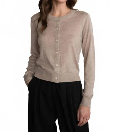 Elle Grey Eleanor Button Front Cardigan In Taupe In Brown