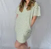 Elle Grey Erika Striped Dress In Green In Green