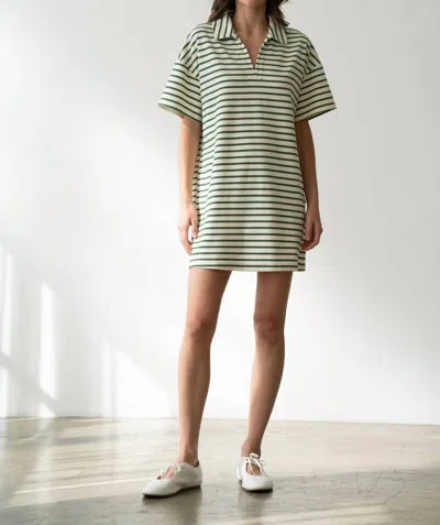 Elle Grey Harbor Breeze Striped Dress In Green Stripe