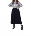 Elle Grey Knit Pleated Midi Skirt In Black