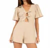 Elle Grey Petra V-neck Romper In Beige In Neutral