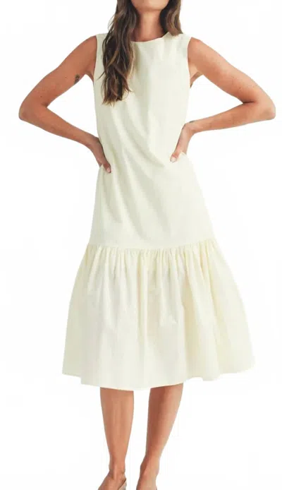 Elle Grey Poplin Midi Dress In Ivory