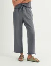 Elle Grey Raw Edge Wide Sweatpant In Charcoal