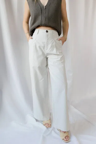 Elle Grey Rosalynn Pants In White/tan Stripe In Multi