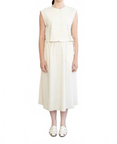 Elle Grey Two-piece Illusion Dress In White In Beige