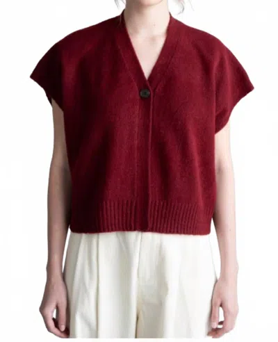 Elle Grey V Neck Sweater Vest In Burgundy In Red