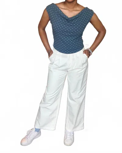 Elle Grey Wide Leg Trouser In White
