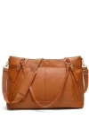 Elle Leisure Luxe 33l Vegan Leather Weekender Tote Bag | Black In Brown