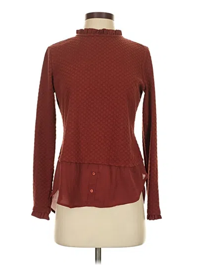 Pre-owned Elle Long Sleeve Blouse In Burgundy