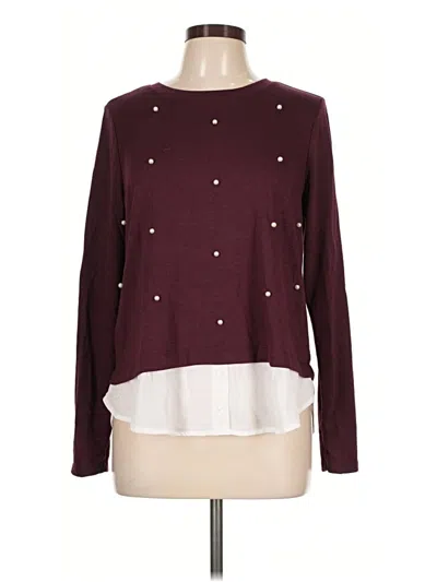 Pre-owned Elle Long Sleeve Blouse In Burgundy
