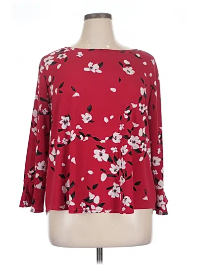 Pre-owned Elle Long Sleeve Blouse In Red