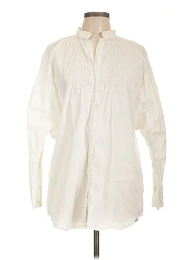 Pre-owned Elle Long Sleeve Button Down Shirt In White