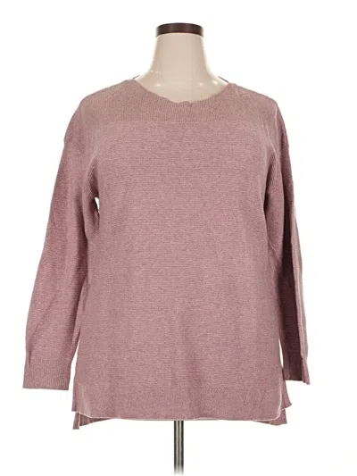 Pre-owned Elle Long Sleeve Top Burgundy Crew Neck Tops