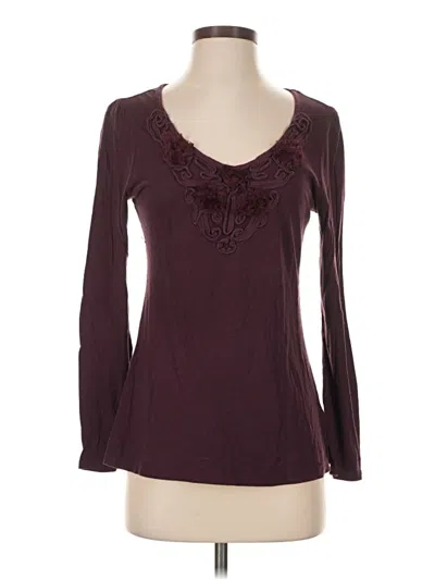 Pre-owned Elle Long Sleeve Top Burgundy Sweetheart Neckline Tops