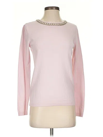 Pre-owned Elle Long Sleeve Top Pink Crew Neck Tops
