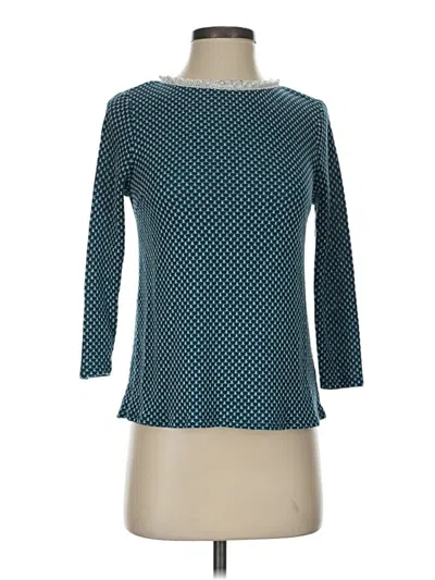 Pre-owned Elle Long Sleeve Top Teal Boatneck Tops