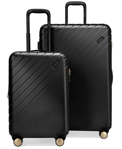 Elle Louvre 2-piece Expandable Retro Spinner Luggage Set In Black