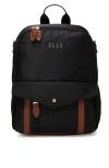 Elle Luxe Journey 18l Twill And Vegan Leather Backpack In Black