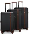 Elle Luxe Journey 3-piece Expandable Retro Spinner Luggage Set In Black