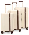 Elle Luxe Journey 3-piece Expandable Retro Spinner Luggage Set In Champagne
