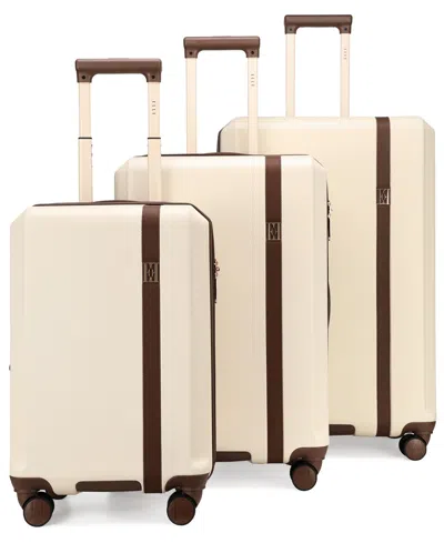 Elle Luxe Journey 3-piece Expandable Retro Spinner Luggage Set In Champagne