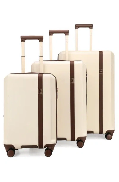 Elle Luxe Journey 3 Piece Expandable Retro Spinner Luggage Set In Gold