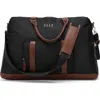 Elle Luxe Journey 30l Twill And Vegan Leather Weekender Duffel Bag In Black