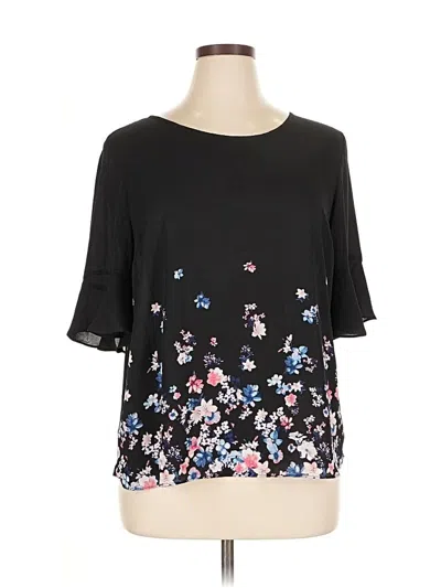 Pre-owned Elle Short Sleeve Blouse In Black