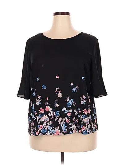 Pre-owned Elle Short Sleeve Blouse In Black