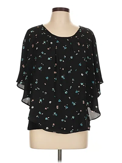Pre-owned Elle Short Sleeve Blouse In Black
