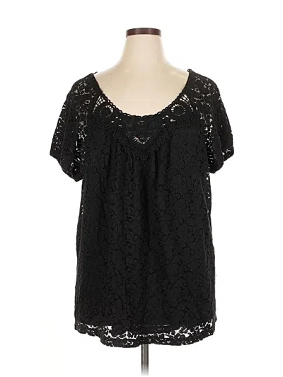 Pre-owned Elle Short Sleeve Blouse In Black