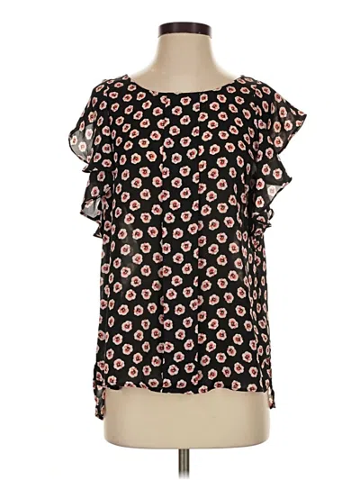 Pre-owned Elle Short Sleeve Blouse In Black