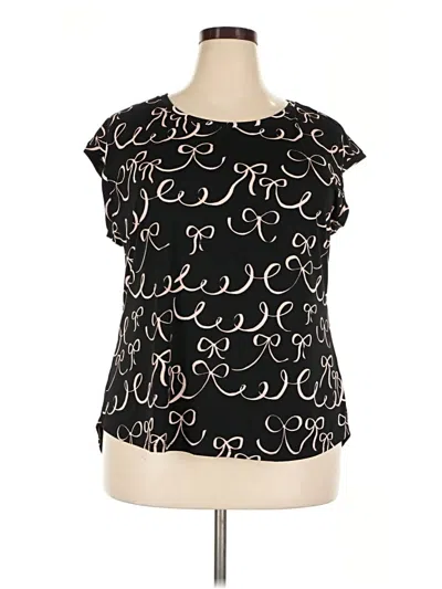 Pre-owned Elle Short Sleeve Blouse In Black