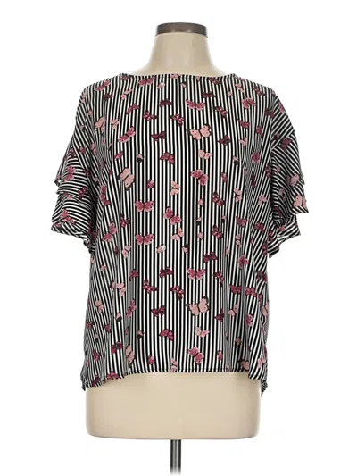 Pre-owned Elle Short Sleeve Blouse In Black