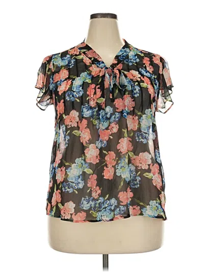 Pre-owned Elle Short Sleeve Blouse In Black
