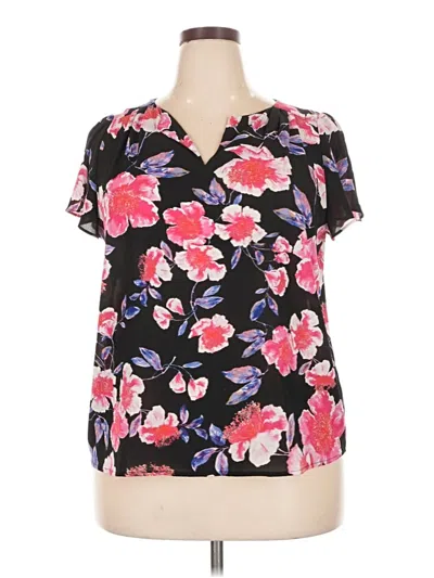 Pre-owned Elle Short Sleeve Blouse In Black