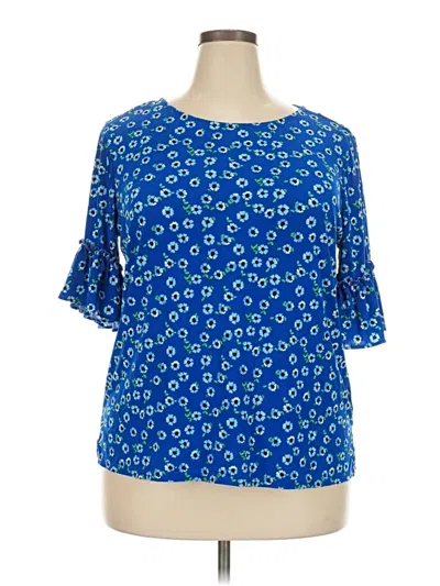 Pre-owned Elle Short Sleeve Blouse In Blue
