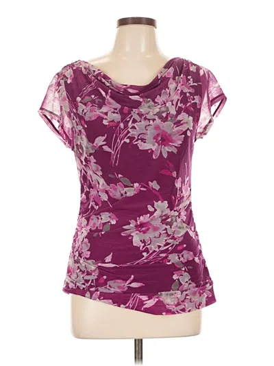 Pre-owned Elle Short Sleeve Blouse In Burgundy