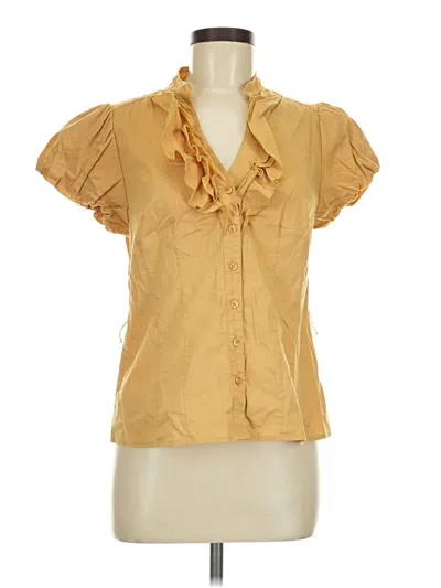Pre-owned Elle Short Sleeve Blouse In Gold